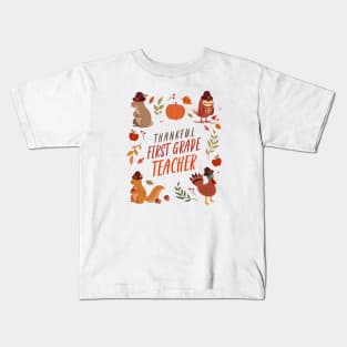 Thankful First Grade Teacher Kids T-Shirt